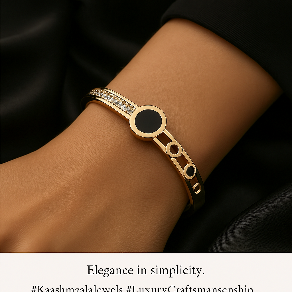 Black Timeless 18K Anti-Tarnish Bangle Kada Bracelet