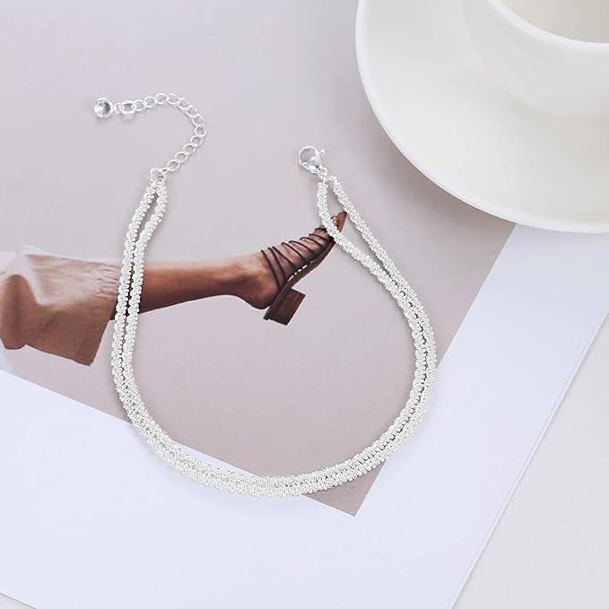 Elsira Crystal Anklets ( S925 Sterling Silver )