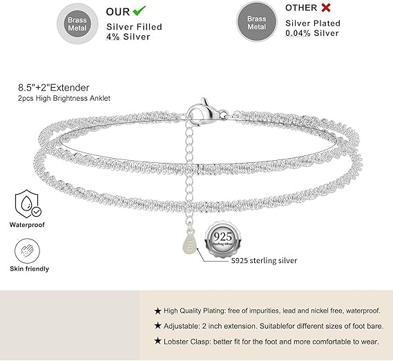 Elsira Crystal Anklets ( S925 Sterling Silver )