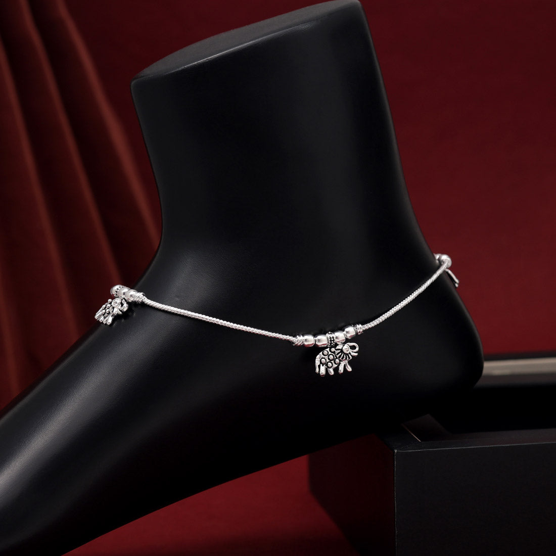 Mini Elephant Oxidised Anklets