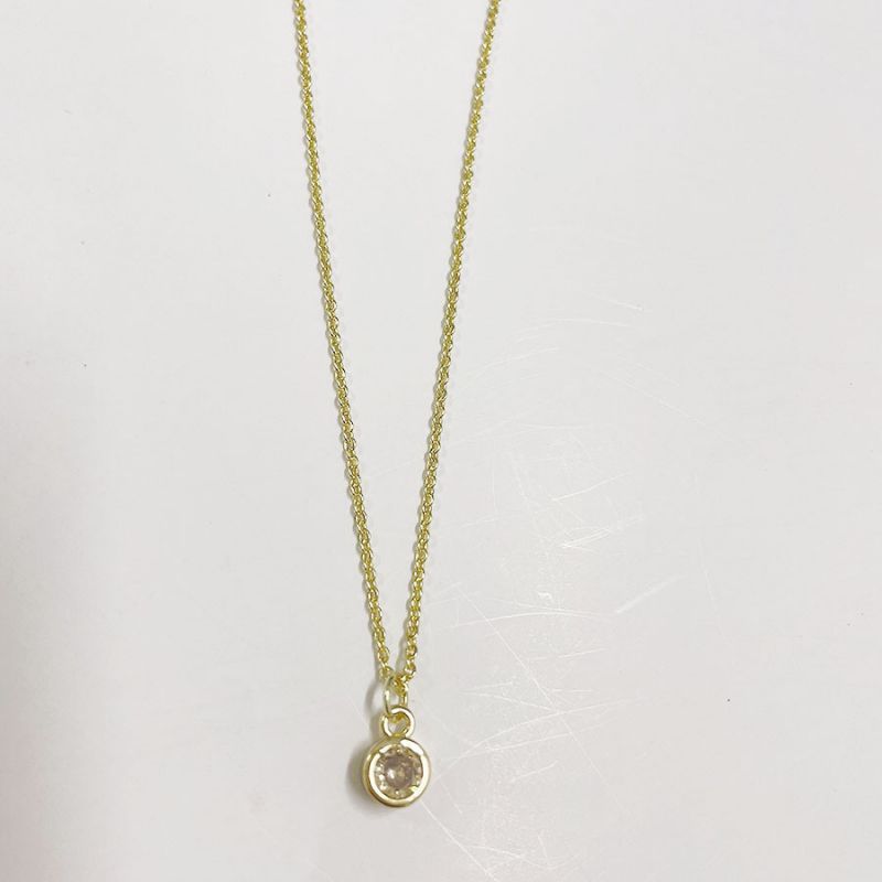 Gold Plated Copper Round Diamond Pendant