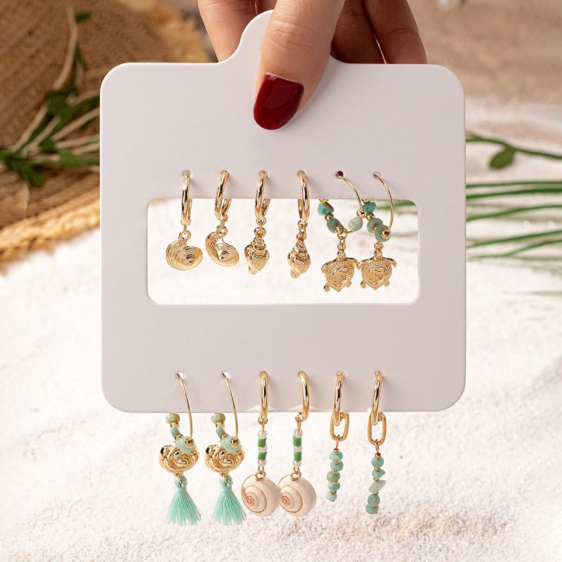 Starfish Shell Earrings Set