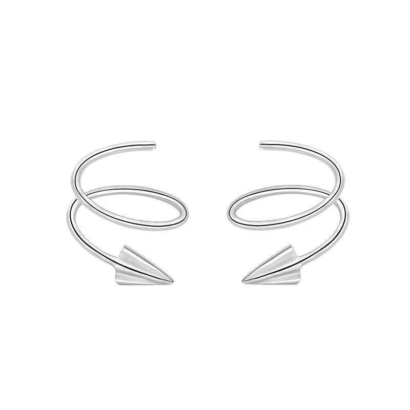 White Gold Silver Paper Plane Earrings