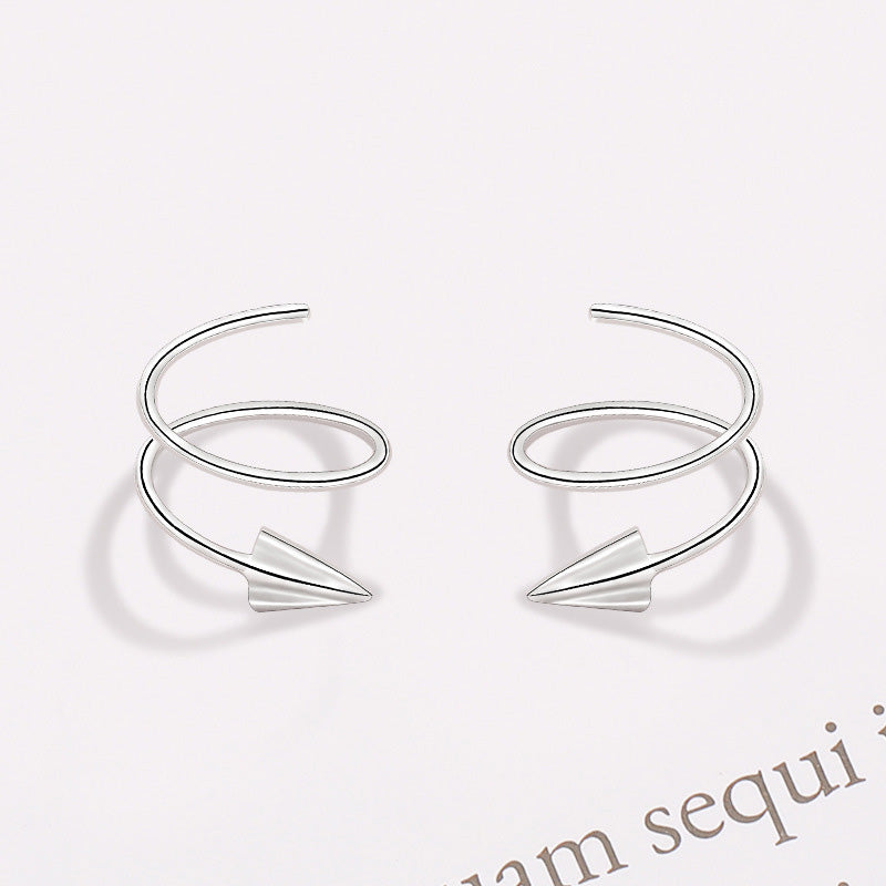 White Gold Silver Paper Plane Earrings