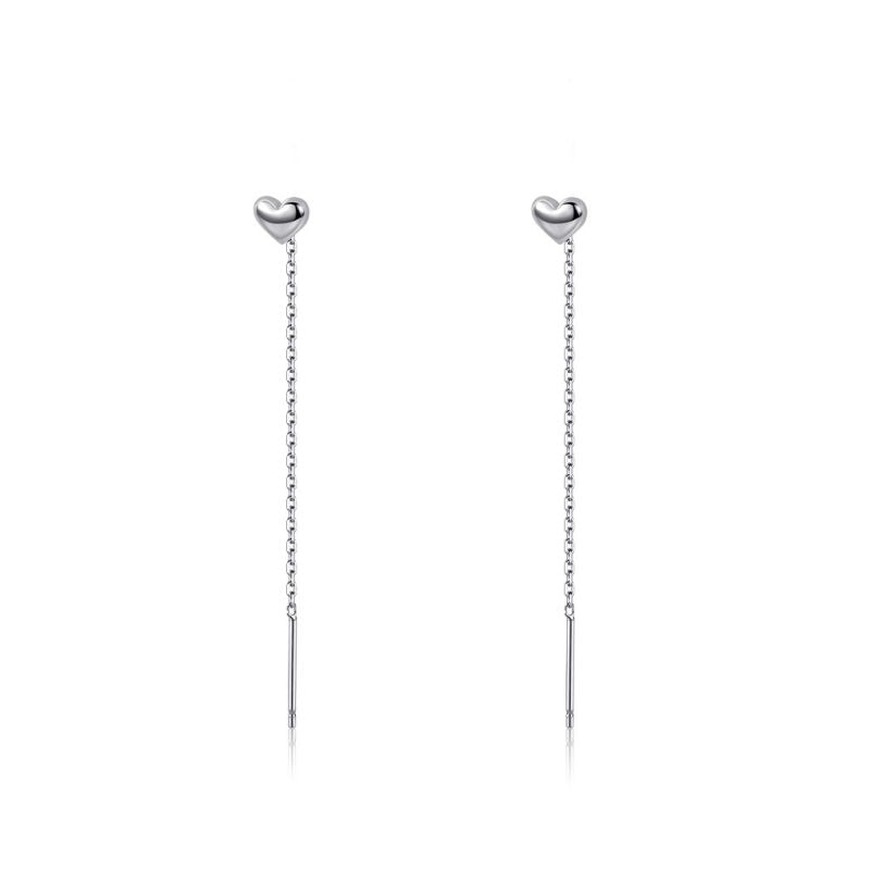 Heart-string Platinum 925 Sterling Silver Earrings