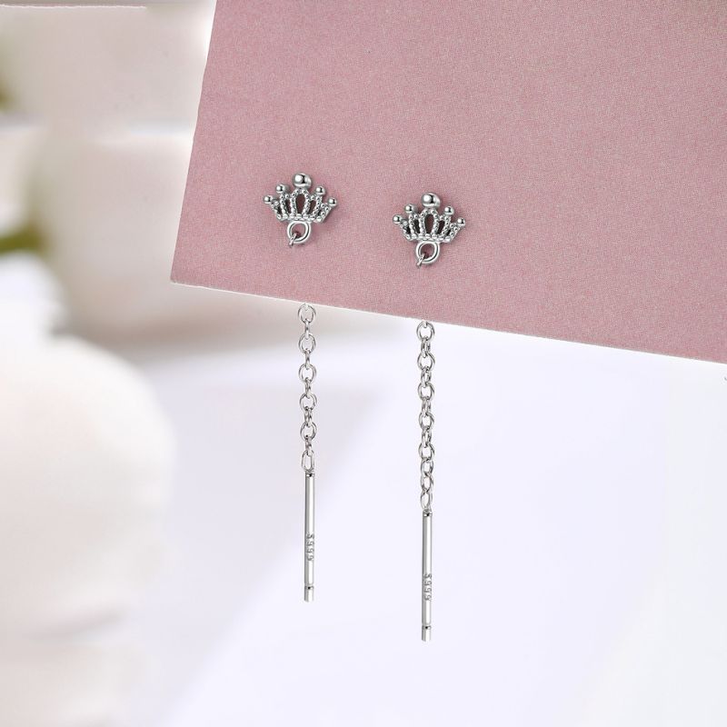 Platinum Crown 925 Sterling Silver Earrings