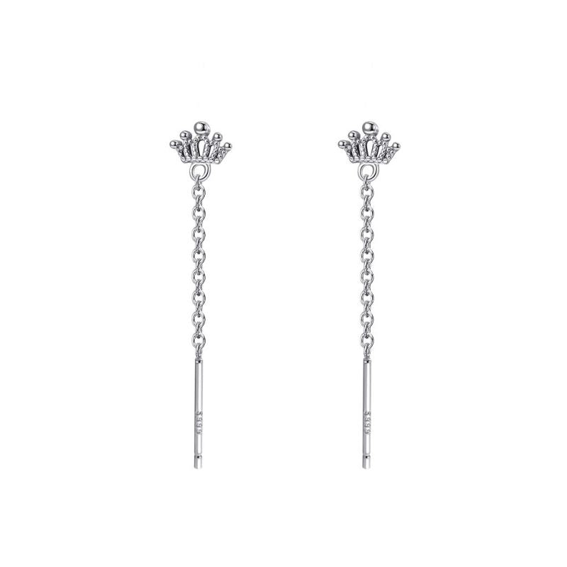 Platinum Crown 925 Sterling Silver Earrings