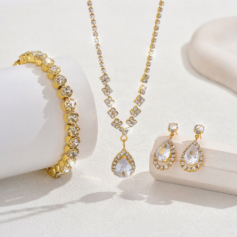Rhinestone Three Piece AD Necklace Set