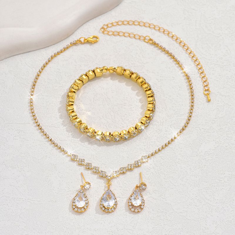 Rhinestone Three Piece AD Necklace Set