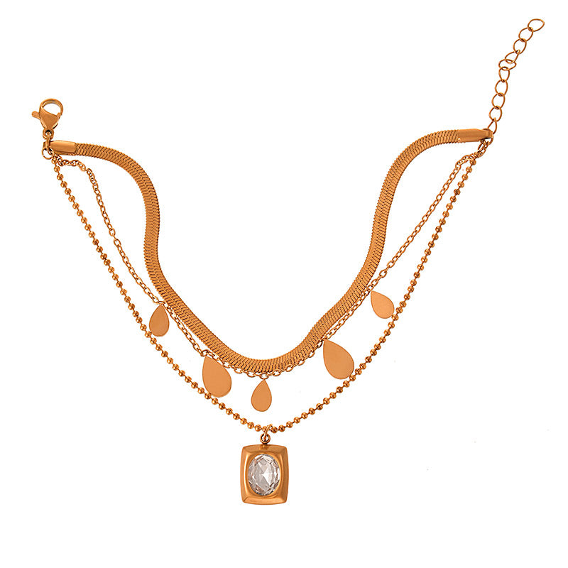 Diamond Earrings Bracelet Ring 5-piece Necklace Set