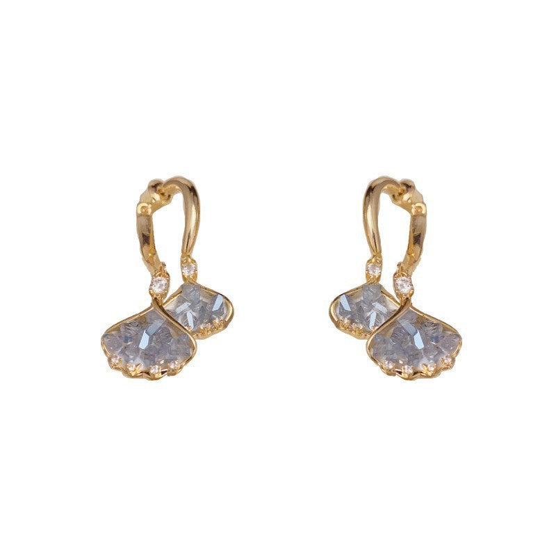 Blue Ginkgo Real Gold Plating S925 Earrings