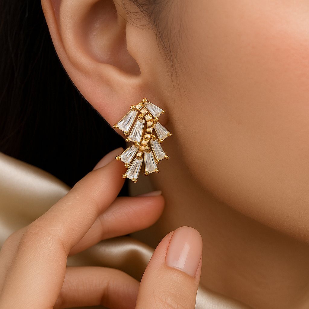 Low Leaf Embellished Earrings