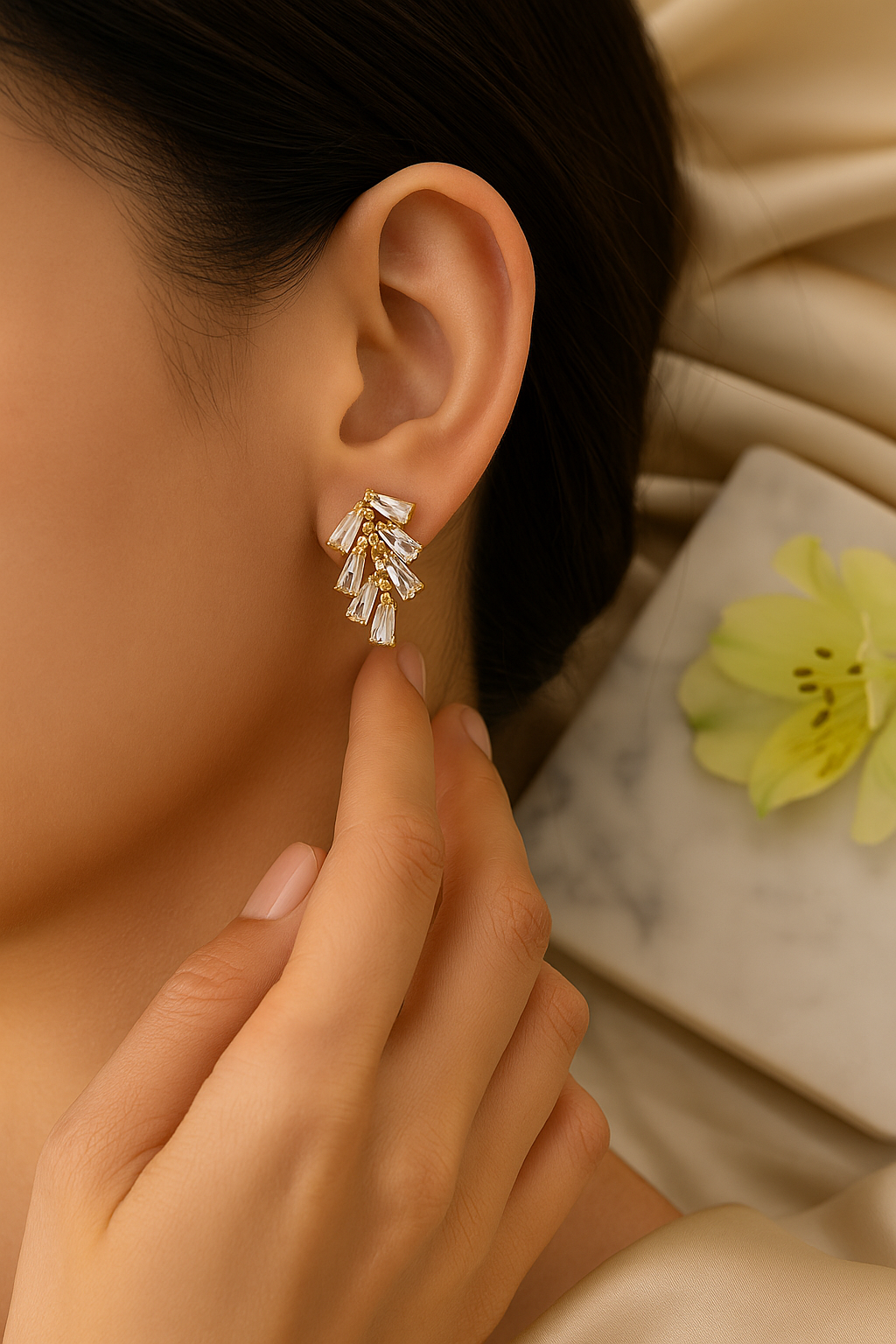 Low Leaf Embellished Earrings