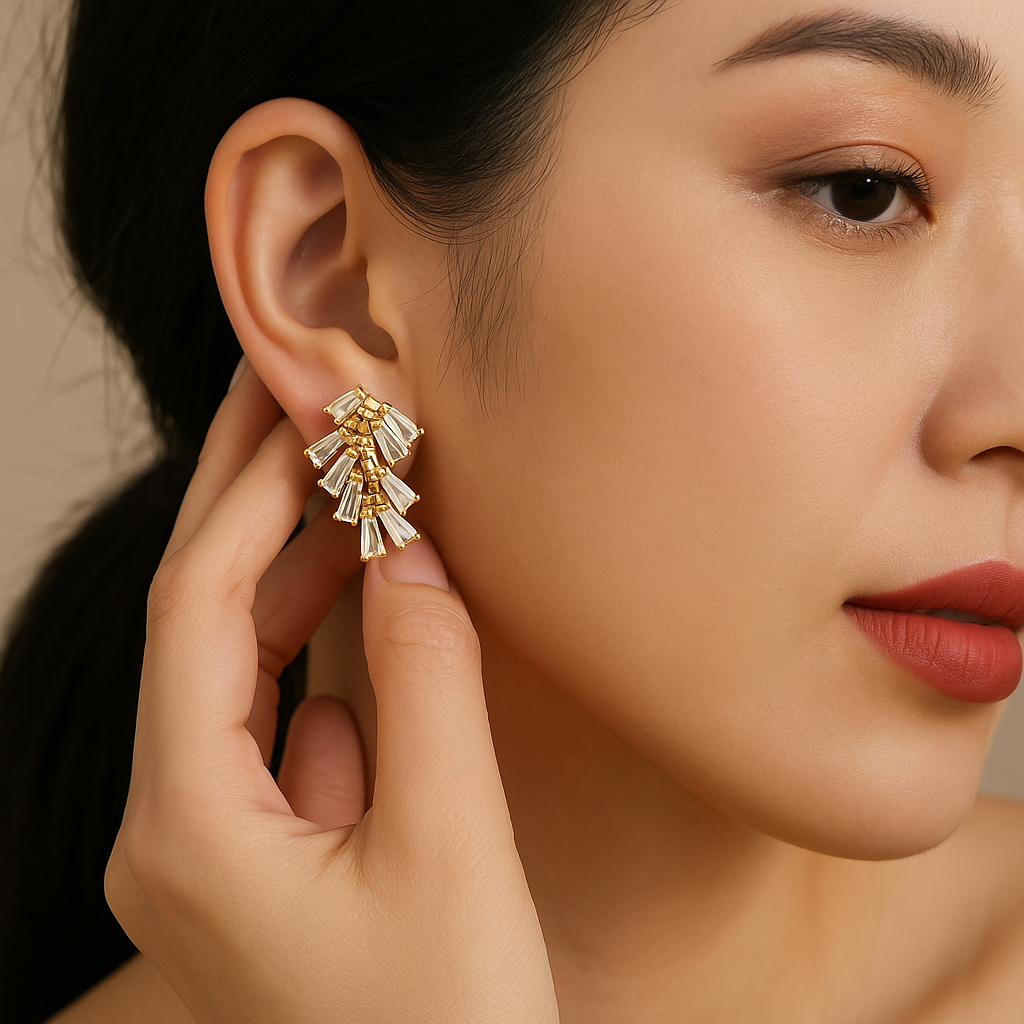 Low Leaf Embellished Earrings