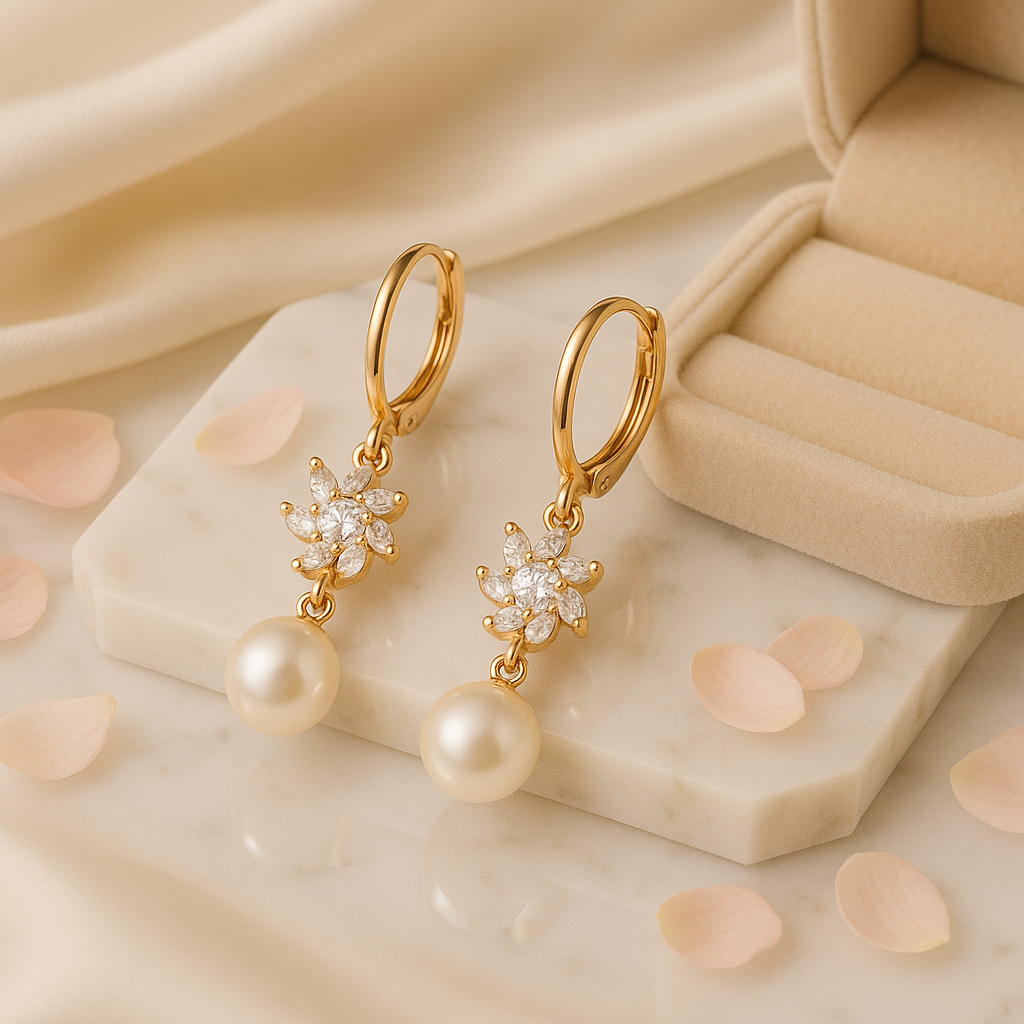 Flower Pearl Anti Tarnish Earrings