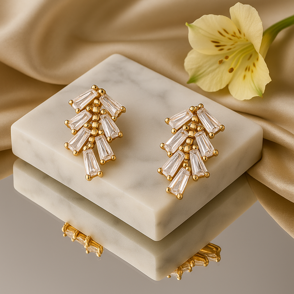 Low Leaf Embellished Earrings