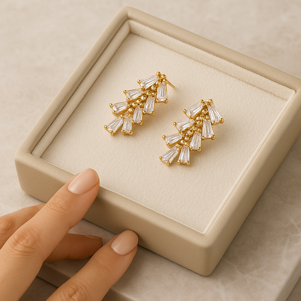 Low Leaf Embellished Earrings