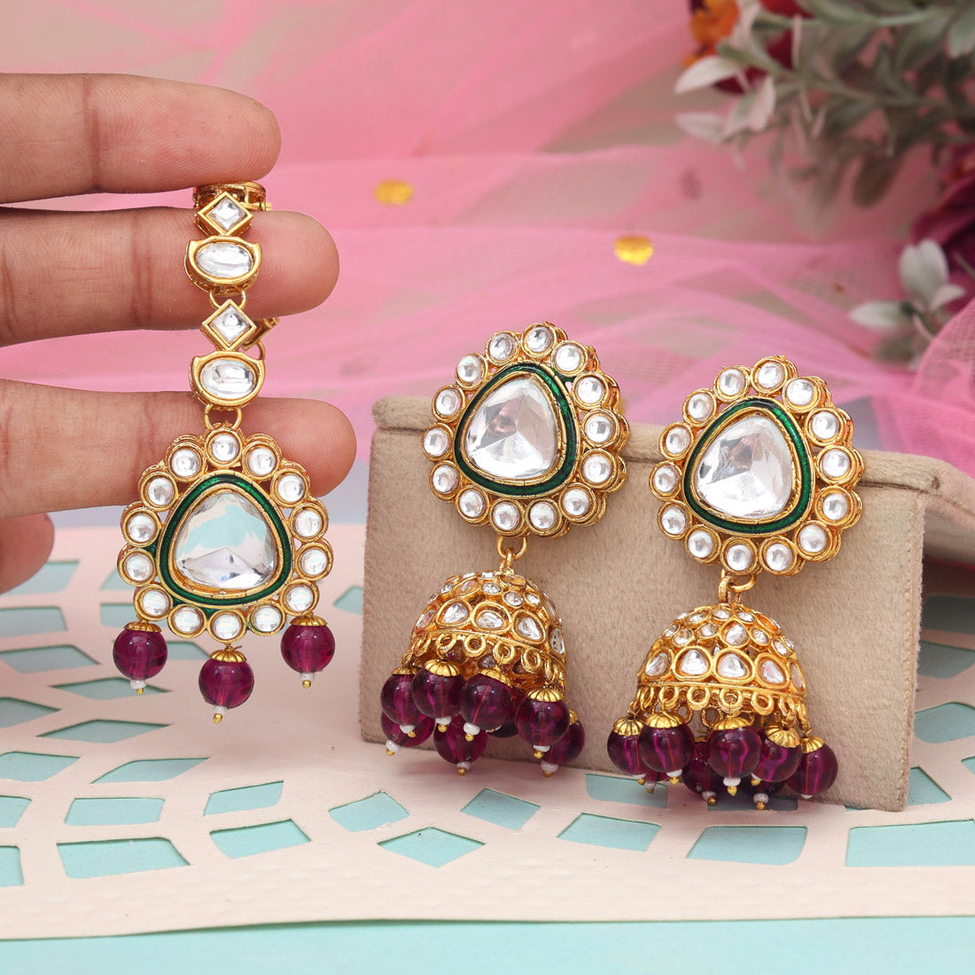 Zeenat Jhumka Kundan Earrings