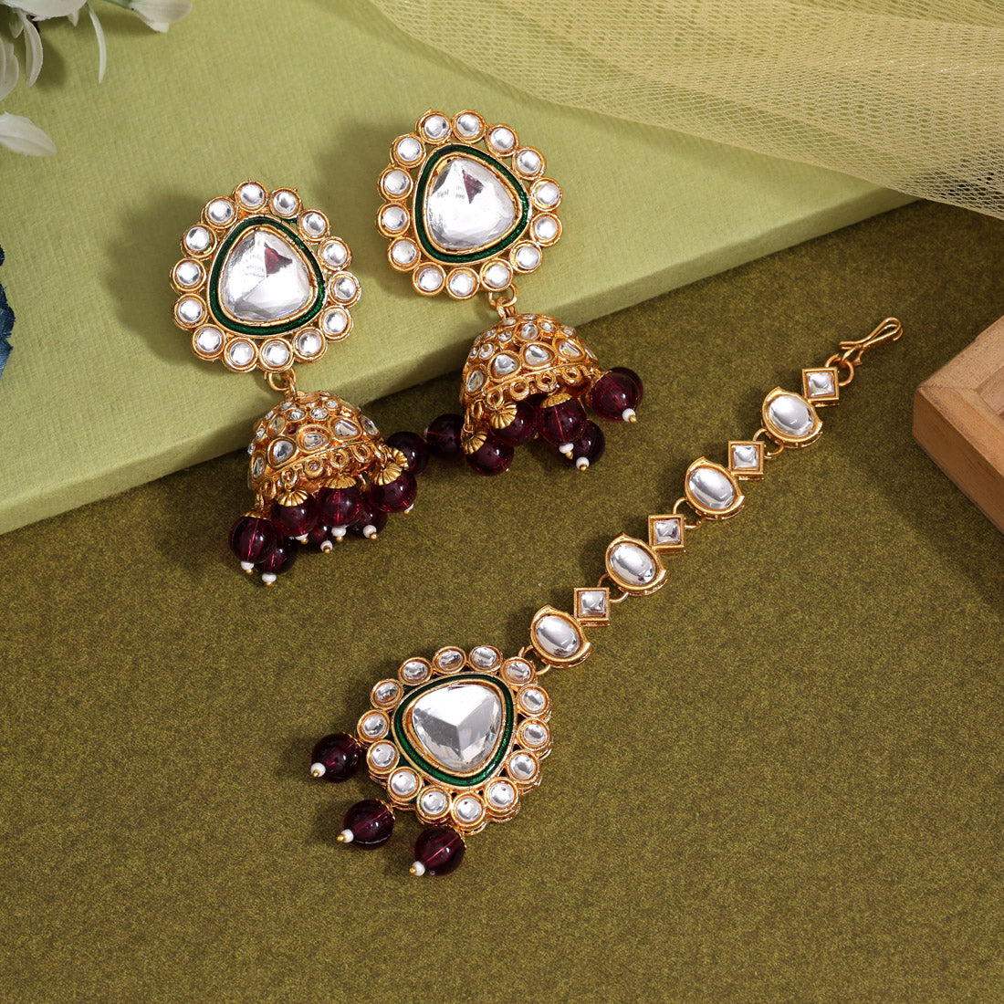 Zeenat Jhumka Kundan Earrings