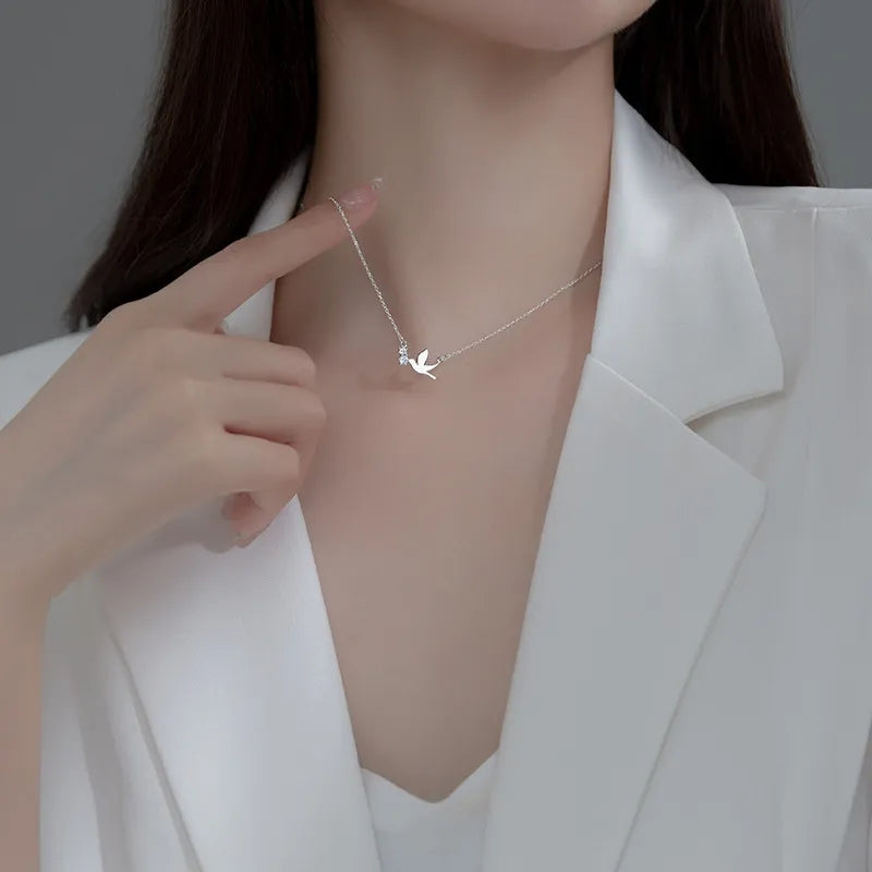 Minimal White Pigeon Stone Neckpiece