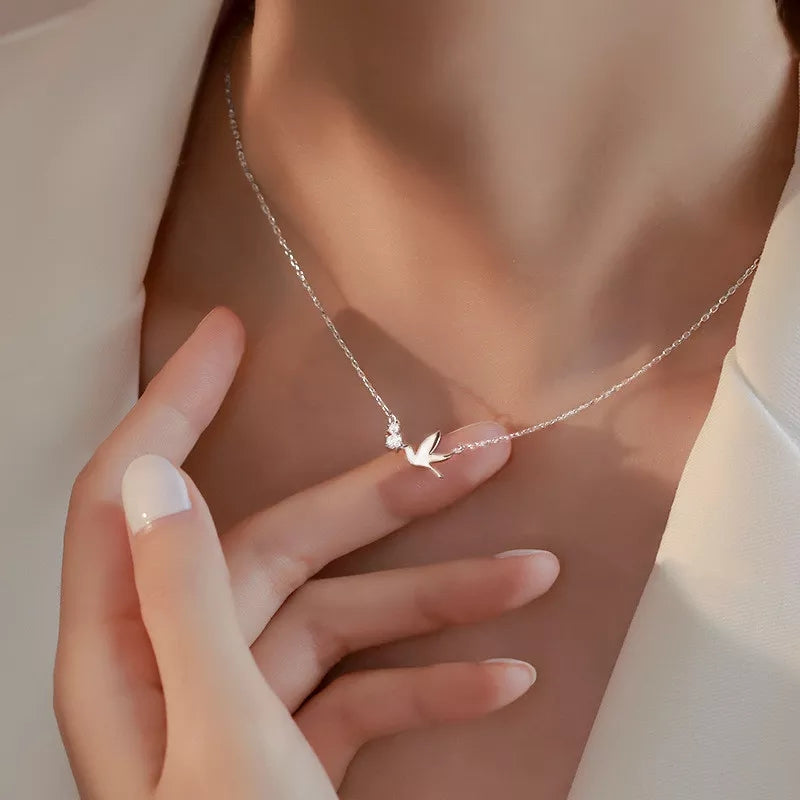 Minimal White Pigeon Stone Neckpiece
