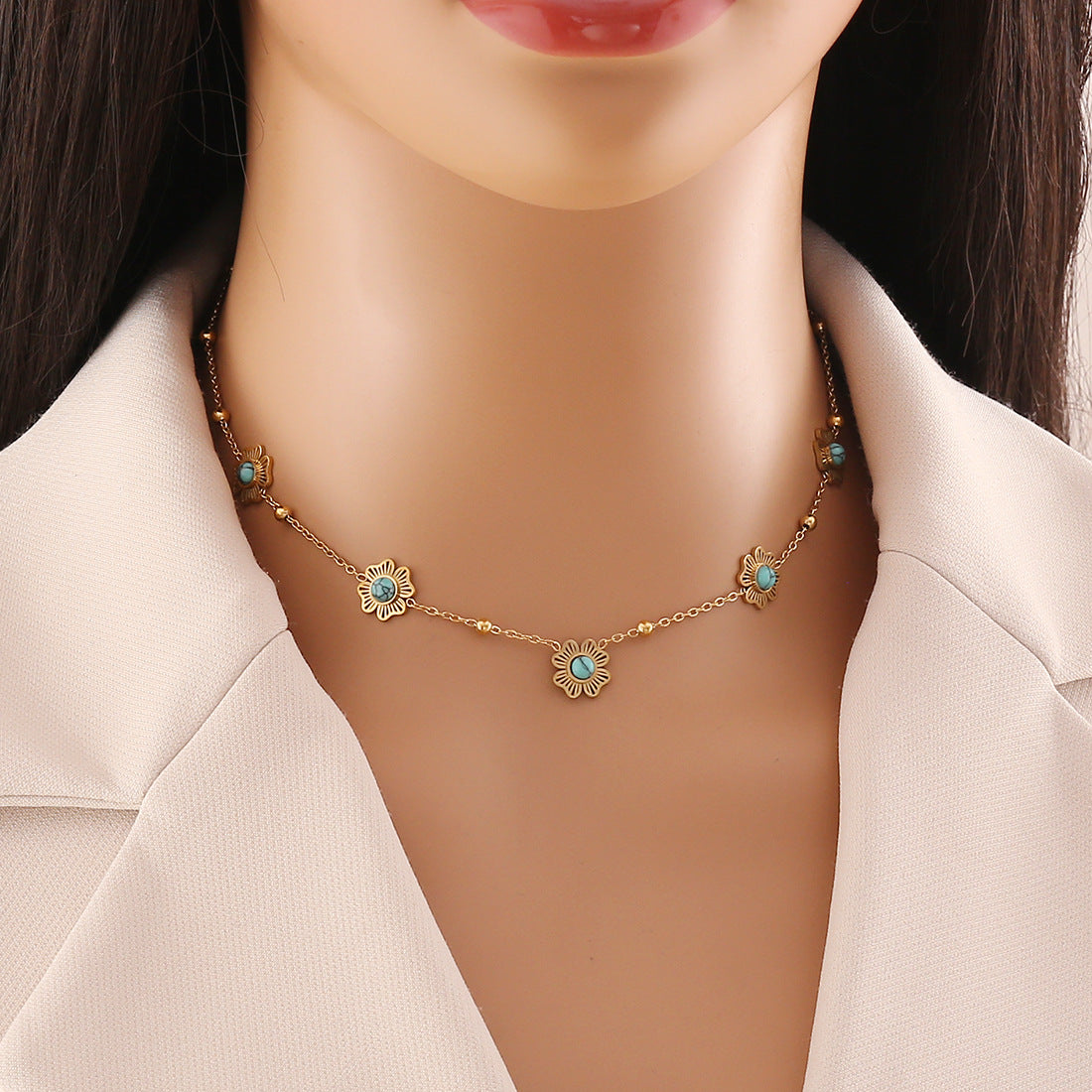 Blue Pine Bracelet Earring & Necklace Set