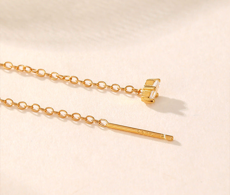 Inlaid Tassel 925 Sterling Silver Earrings