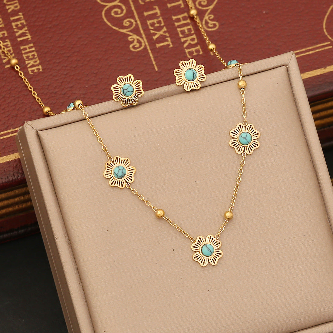 Blue Pine Bracelet Earring & Necklace Set