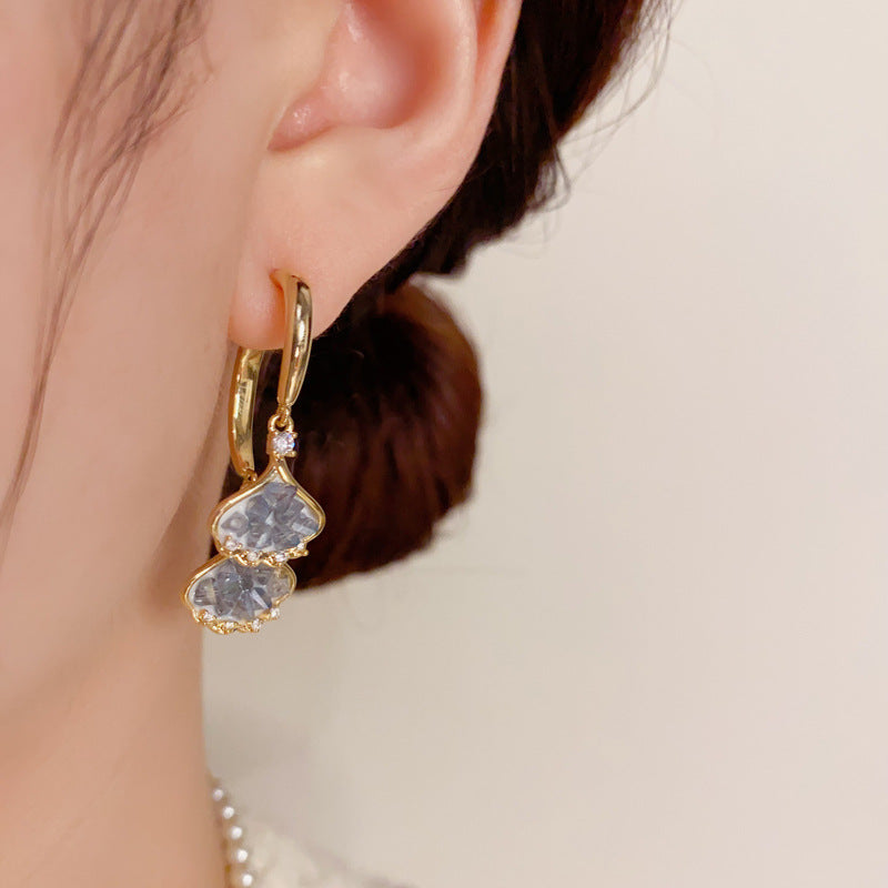 Blue Ginkgo Real Gold Plating S925 Earrings