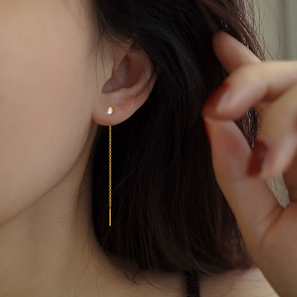 Inlaid Tassel 925 Sterling Silver Earrings