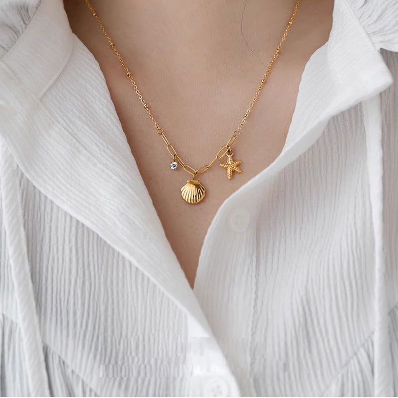 Tropical Starfish Shell Ocean Necklace