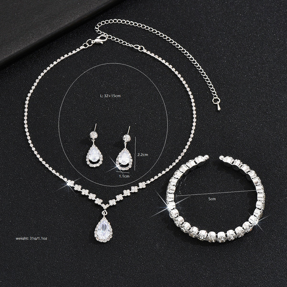 Rhinestone Three Piece AD Necklace Set