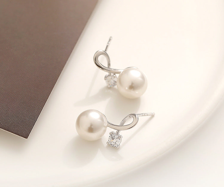 Pearl Twist Diamond S925 Earrings