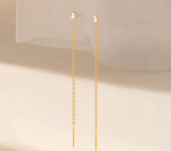 Inlaid Tassel 925 Sterling Silver Earrings