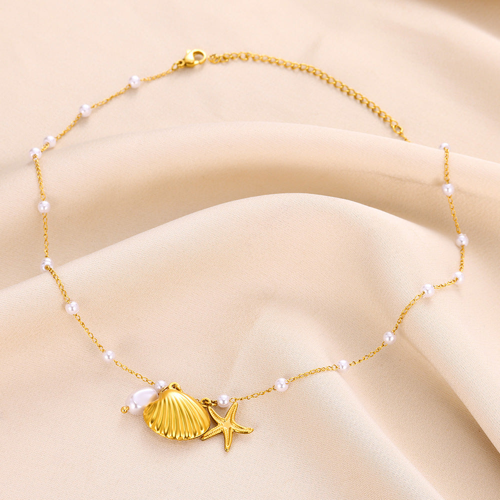 Shell Starfish Necklace Ocean Necklace