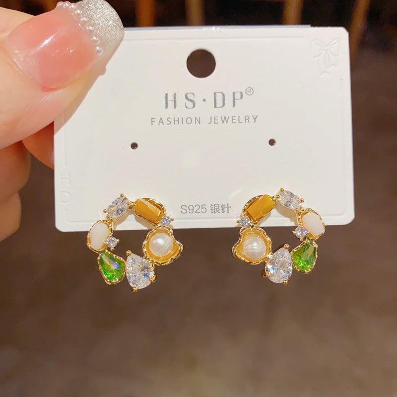 Thick Real Gold Plating Pearl Hoop S925 Earrings