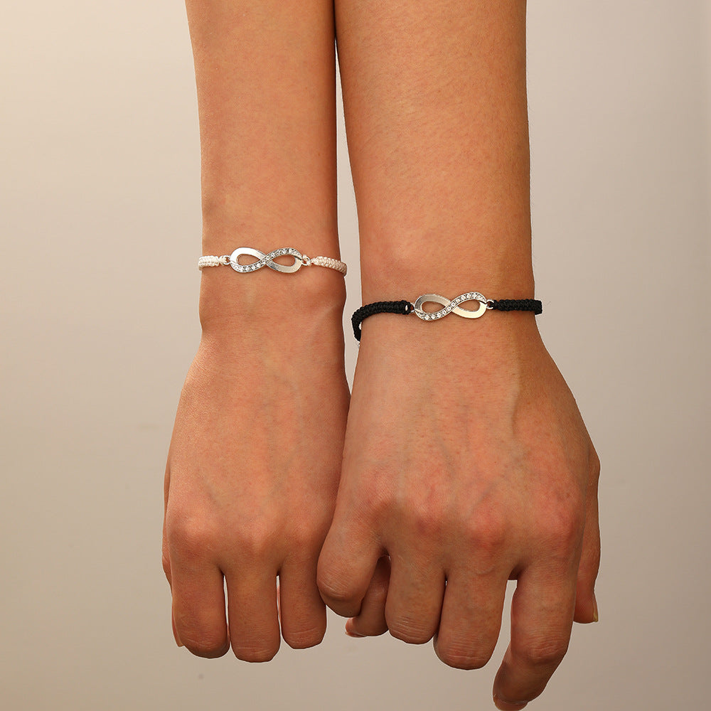 Diamond Braids of Infinity Couple Bracelet