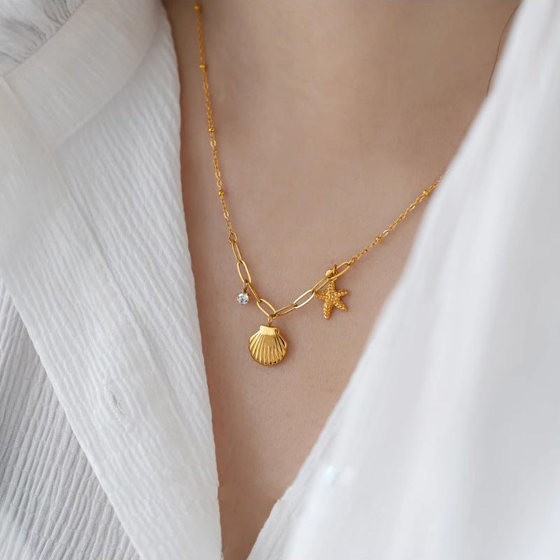 Tropical Starfish Shell Ocean Necklace