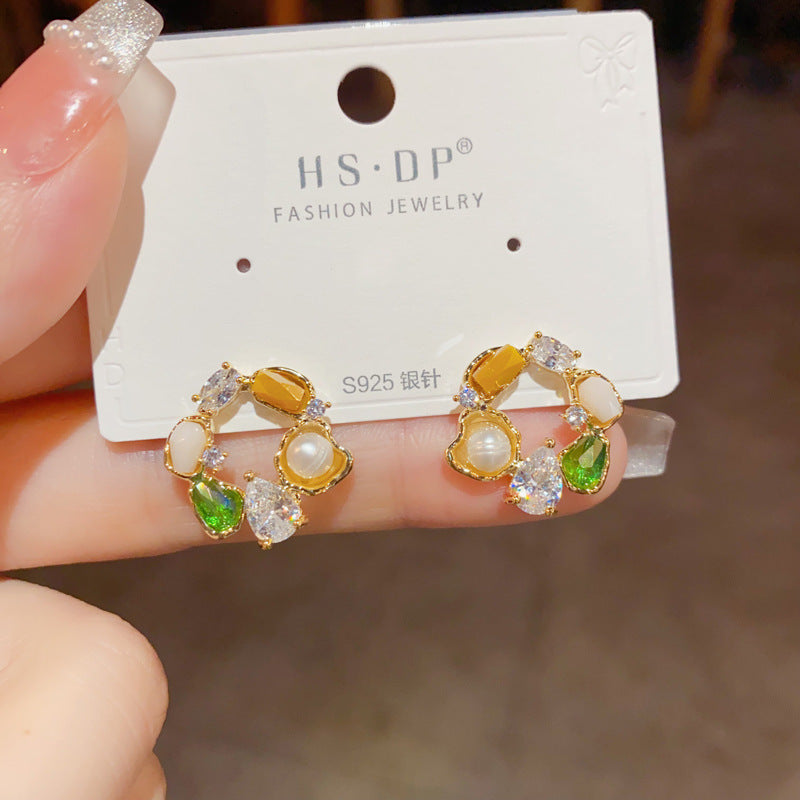 Thick Real Gold Plating Pearl Hoop S925 Earrings