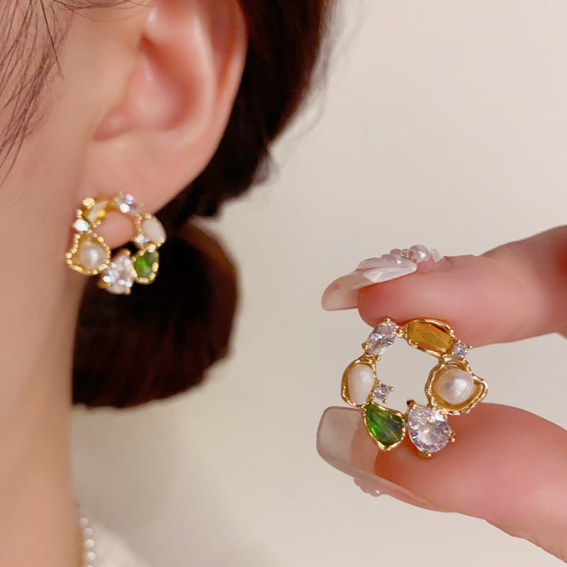 Thick Real Gold Plating Pearl Hoop S925 Earrings