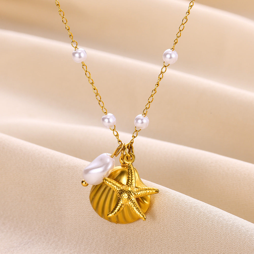 Shell Starfish Necklace Ocean Necklace