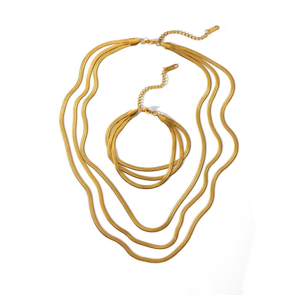 Umina Snake Bone Chain Necklace Set & Bracelet