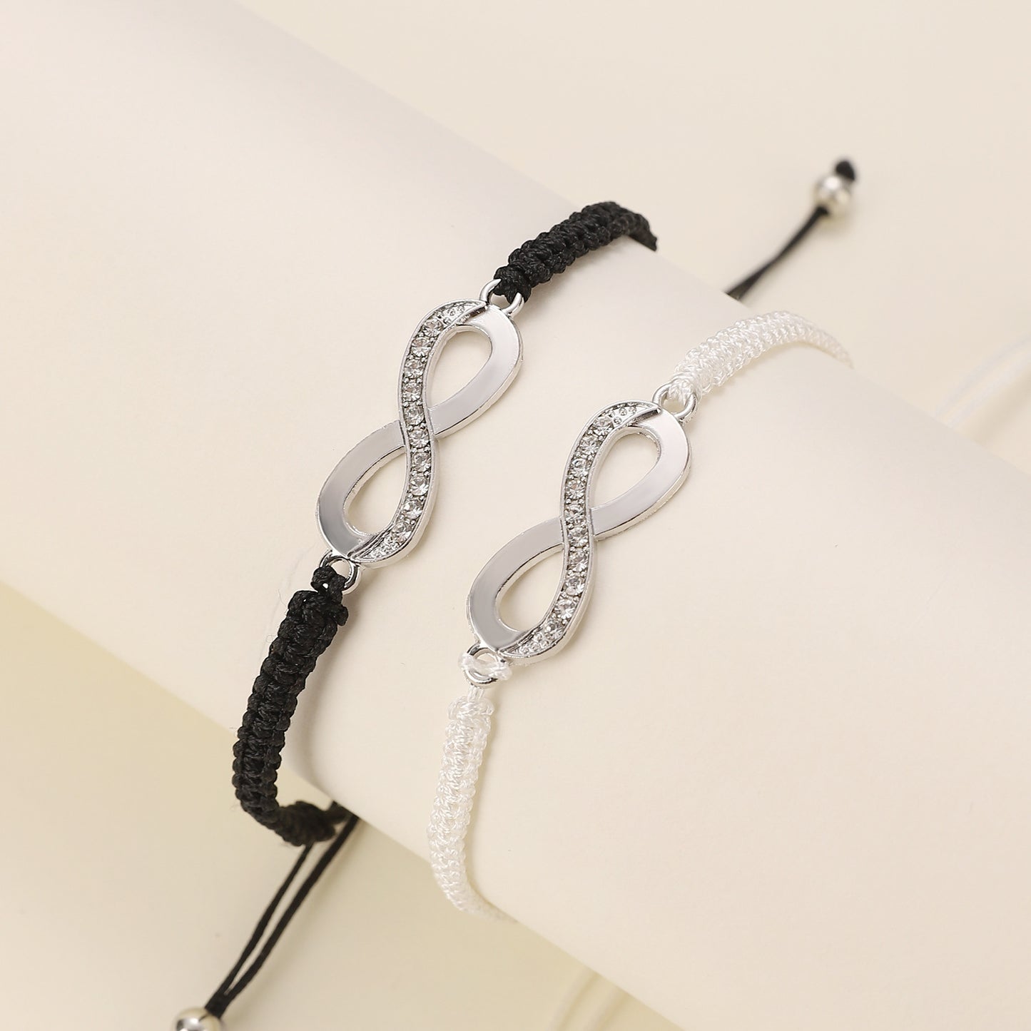 Diamond Braids of Infinity Couple Bracelet