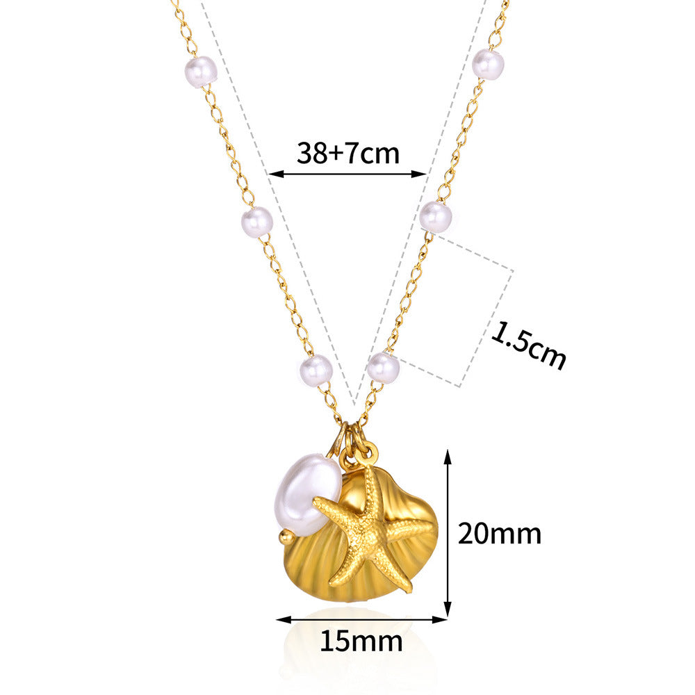 Shell Starfish Necklace Ocean Necklace