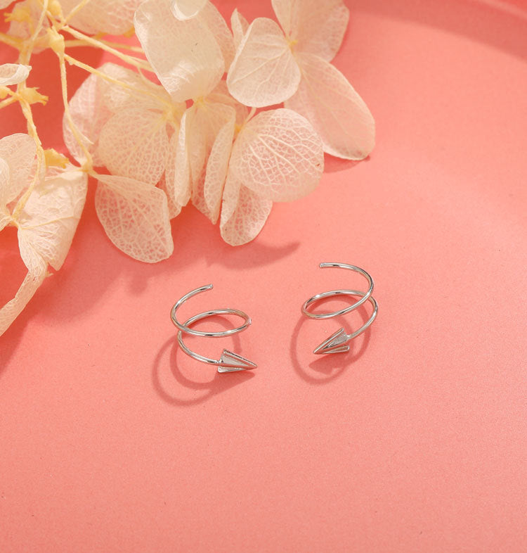 White Gold Silver Paper Plane Earrings