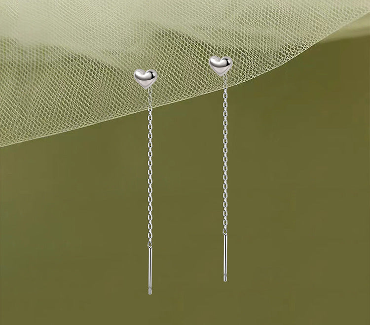 Heart-string Platinum 925 Sterling Silver Earrings