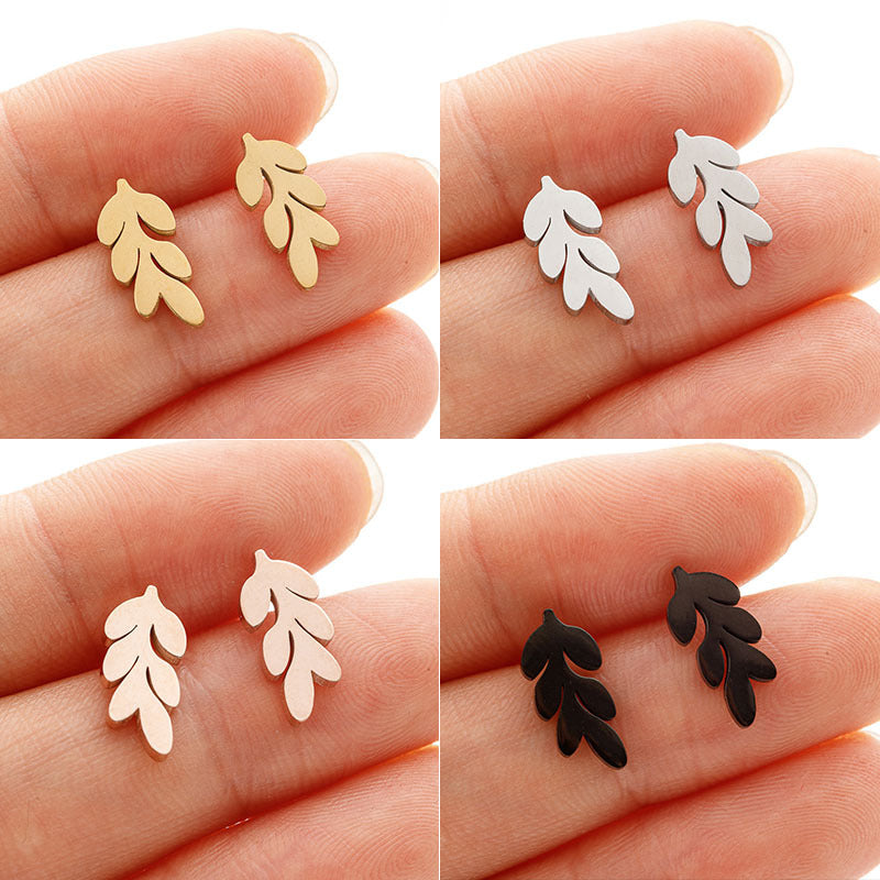 Golden Harvest Leaf Stud Earrings