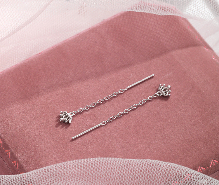 Platinum Crown 925 Sterling Silver Earrings