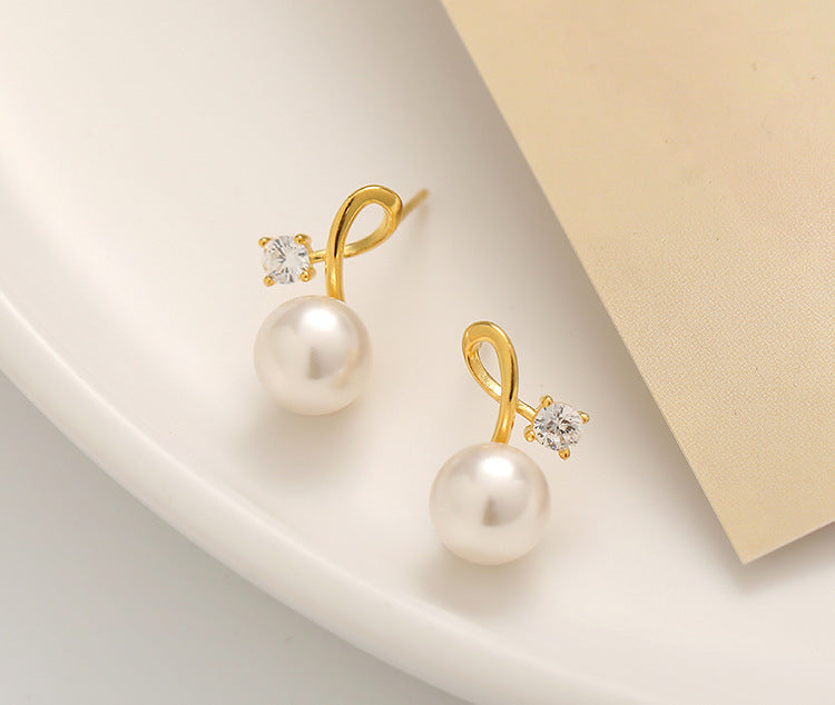 Pearl Twist Diamond S925 Earrings