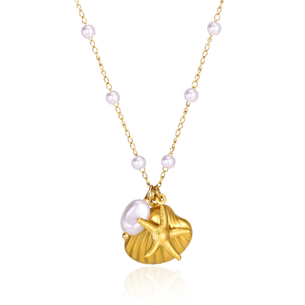 Shell Starfish Necklace Ocean Necklace